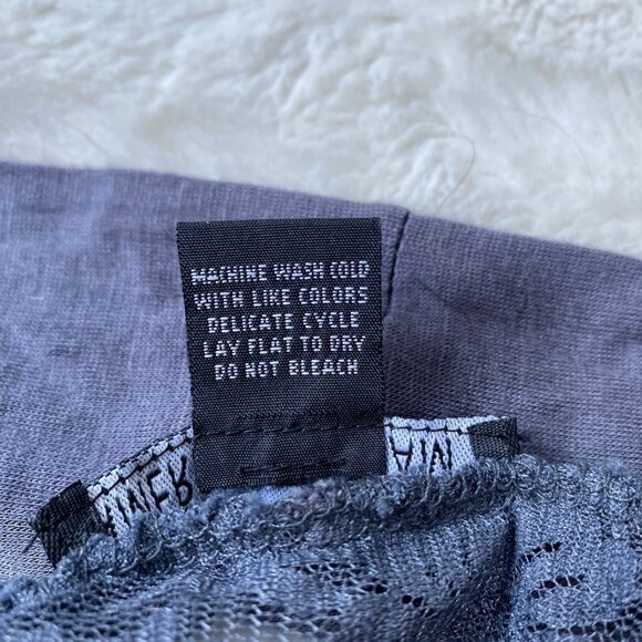 American Dream Women's Blue Rayon Floral Sheer Back Open Cardigan Sweater Size L - Picture 6 of 7